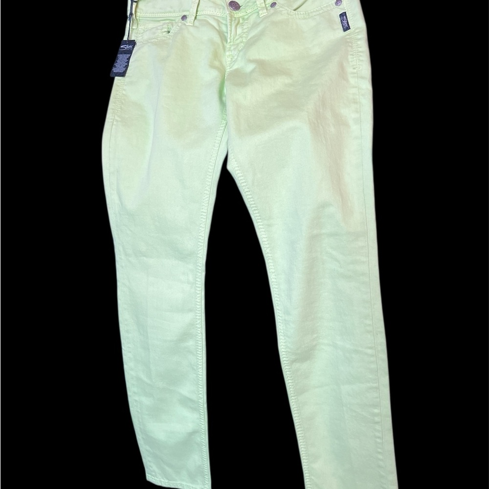 Silver Aiko skinny Jeans neon lime Green Denim NWT 29 x31